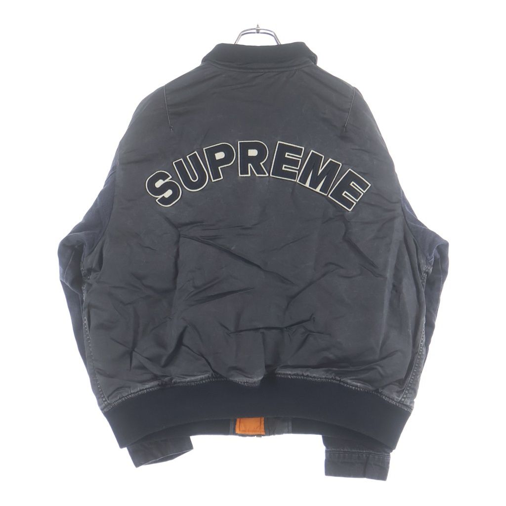 SUPREME (シュプリーム) 23SS Denim Sleeve MA-1 デニムスリーブ ジップアップ フライトジャケット ブルゾン ブラック 52,599円