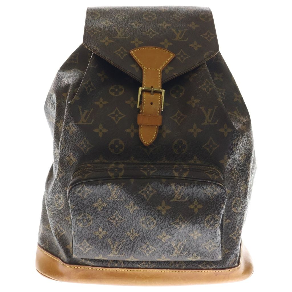 LOUIS VUITTON (ルイヴィトン) モノグラム モンスリPM リュックサック バックパック ブラウン レザー×PVC M51136 ゴールド金具
