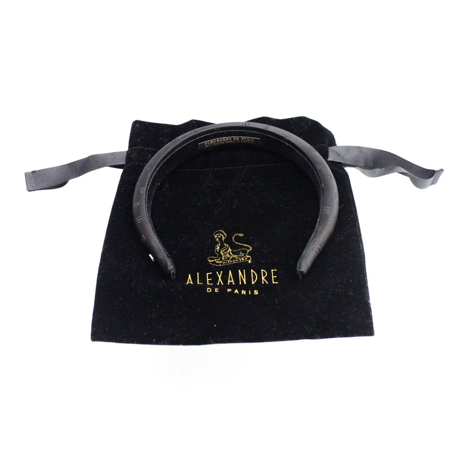 【未使用品】ALEXANDRE DE PARIS レーヨンシルク型押しカチューシャ　ブラック アレクサンドル ドゥ パリ