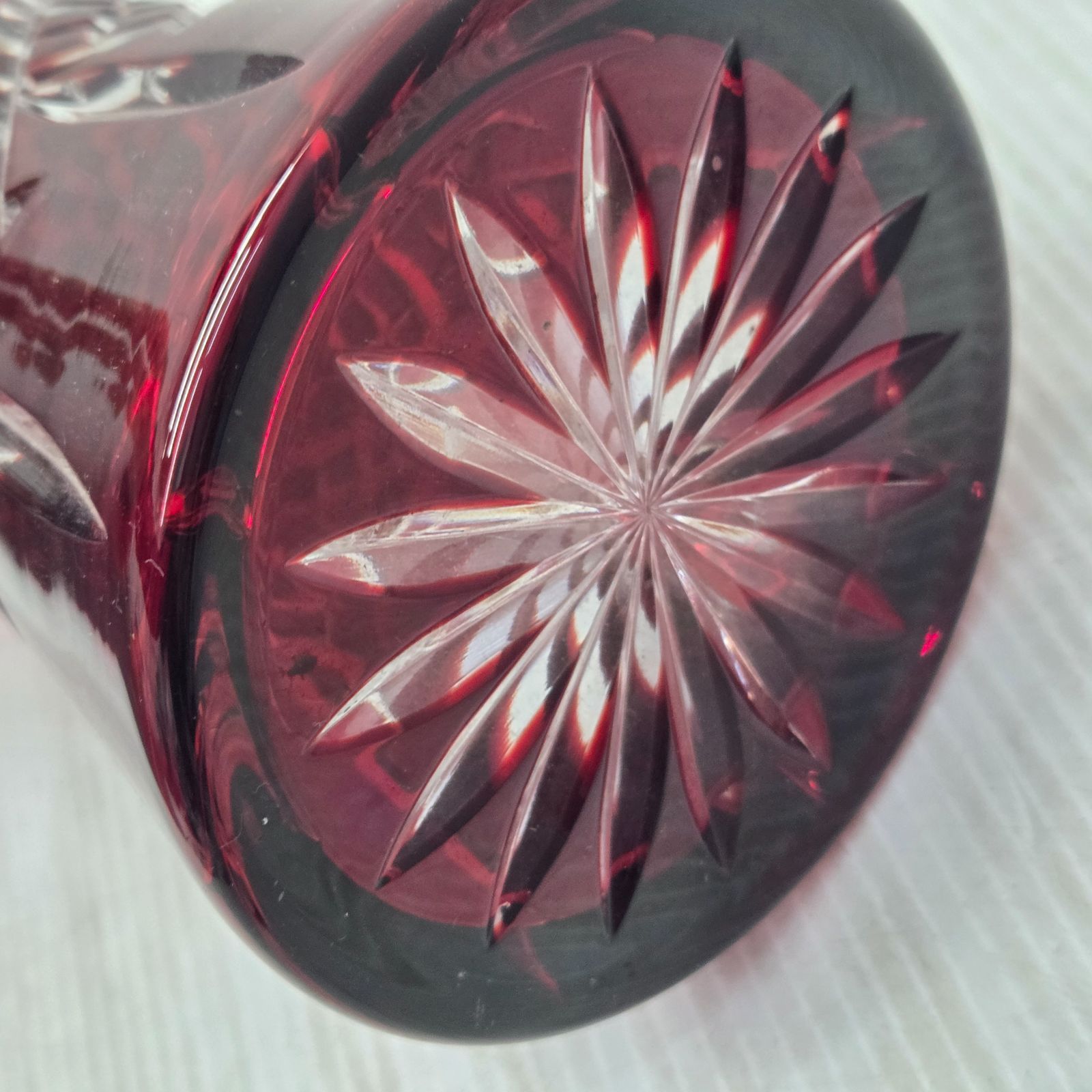 5 S03908 江戸切子 花瓶 クリスタルガラス フラワーベース 花器 赤