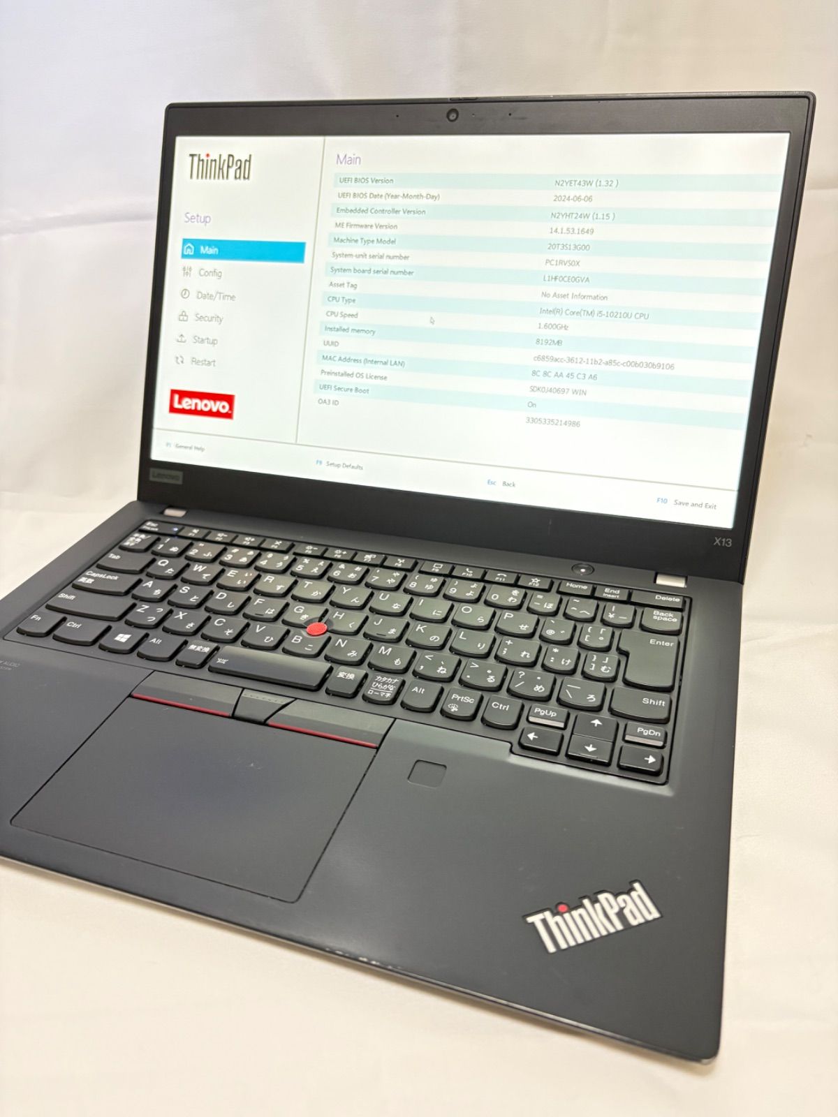 【ジャンク品】ThinkPad X13 10世代 i5 メモリ8GB Lenovo
