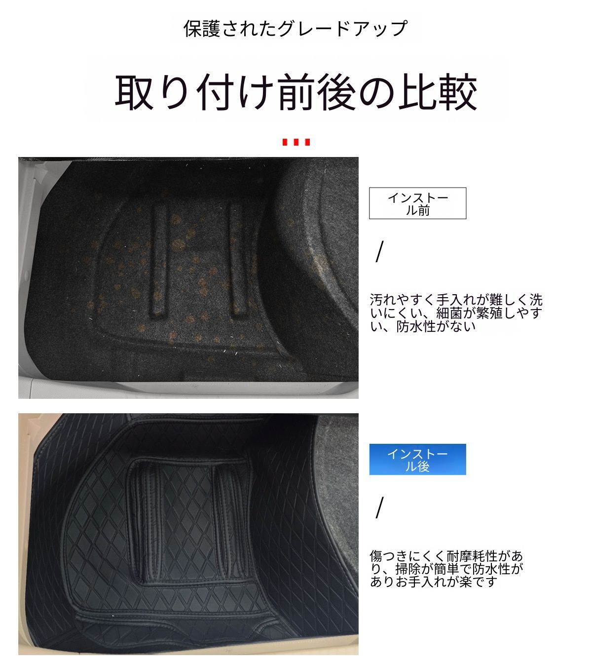 【送料無料】トヨタ プレビア 大霸王 Toyota PREVIA 2008-2016 対応 ラゲッジ収納マット トランク収納ボックスマット 高縁リアラゲッジパッド 防汚 防傷 耐摩耗ファイバーレザー仕様 ブラック 車内収納 内装アクセサリー