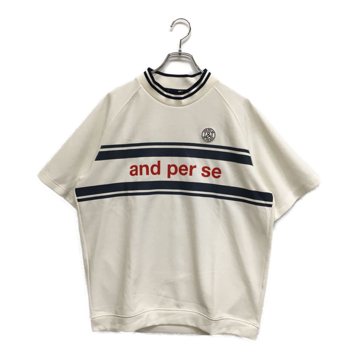 中古 メンズ アンパスィ and per se 半袖シャツ LL 白 ホワイト モック