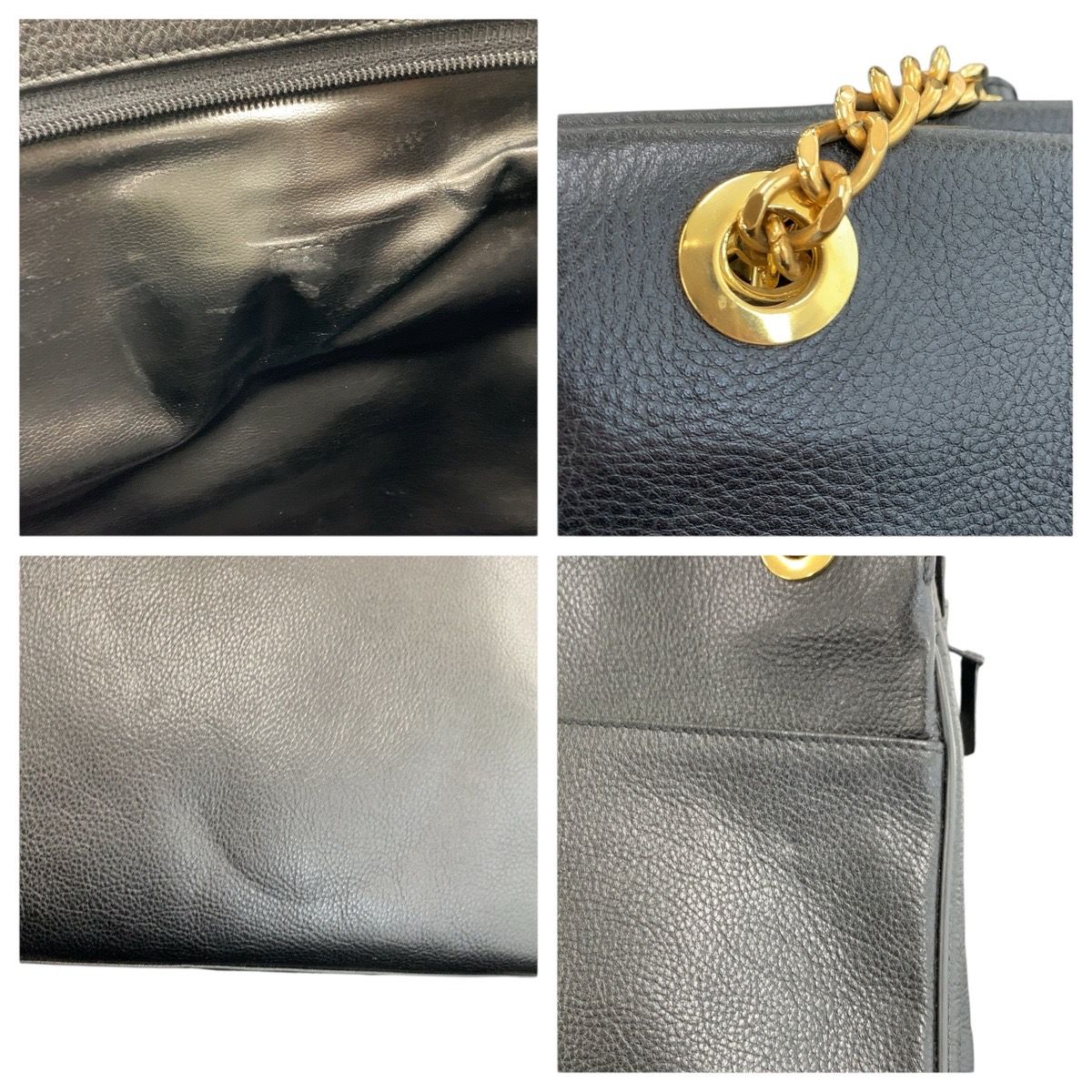 美品 BALLY バリー ブラック 黒 ゴールド金具 レザー トートバッグ チェーンショルダーバッグ レディース 602294【中古】