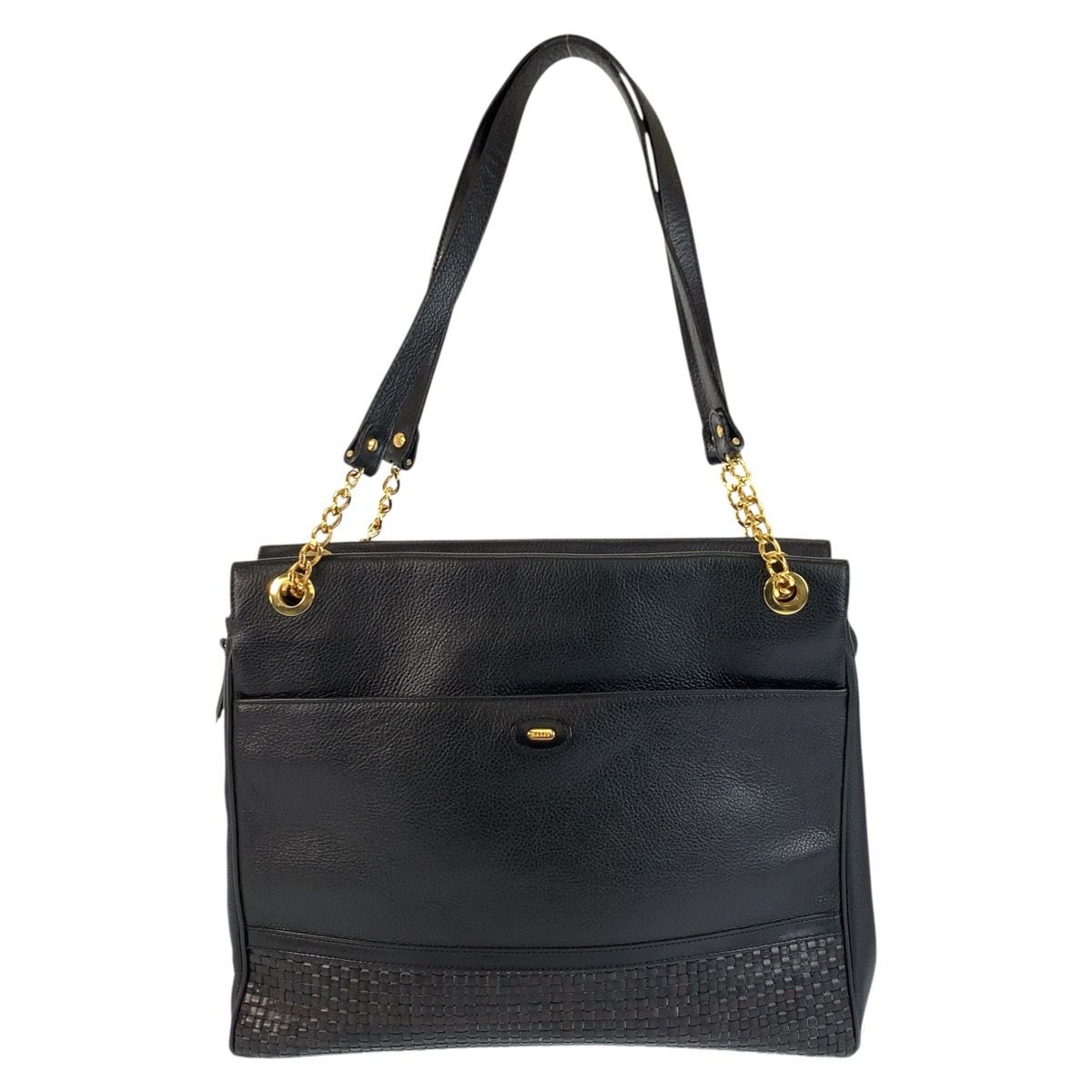 美品 BALLY バリー ブラック 黒 ゴールド金具 レザー トートバッグ チェーンショルダーバッグ レディース 602294【中古】