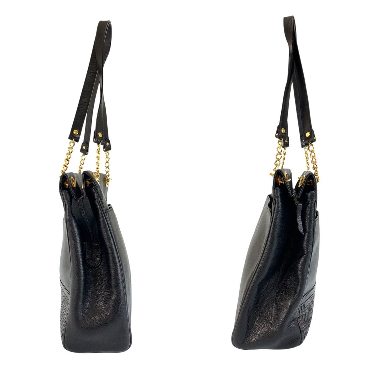 美品 BALLY バリー ブラック 黒 ゴールド金具 レザー トートバッグ チェーンショルダーバッグ レディース 602294【中古】