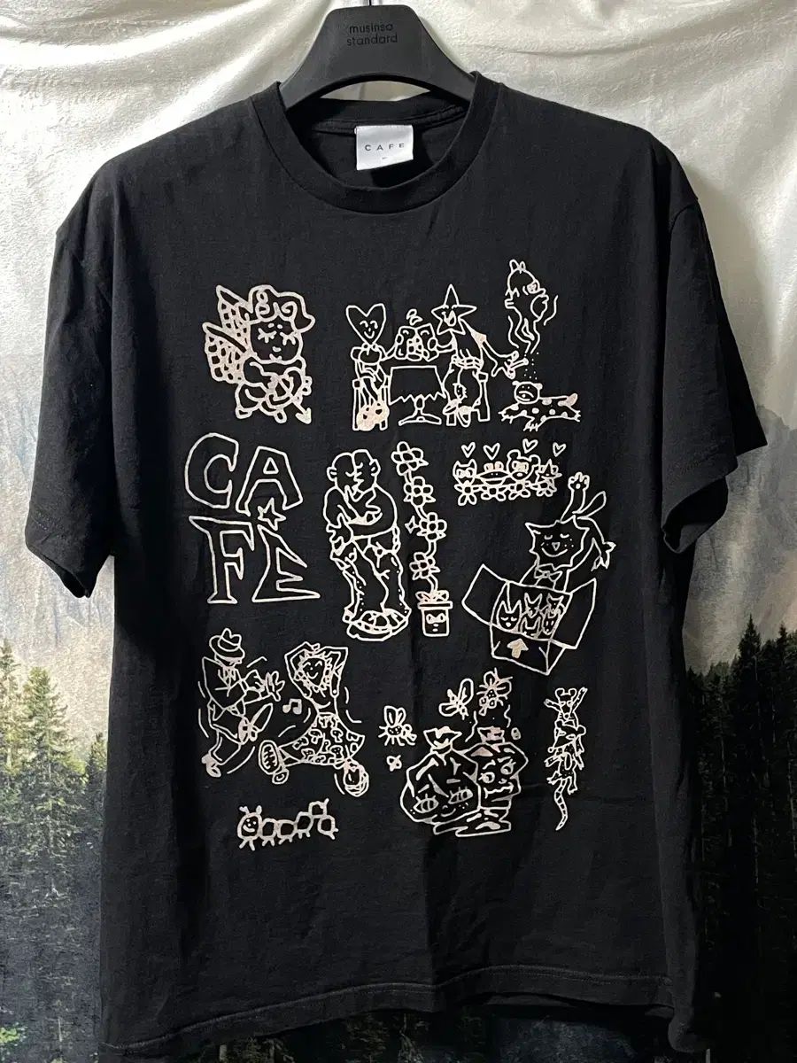 XL) CAFE スケート ボード プリンティング 半袖 Tシャツ
