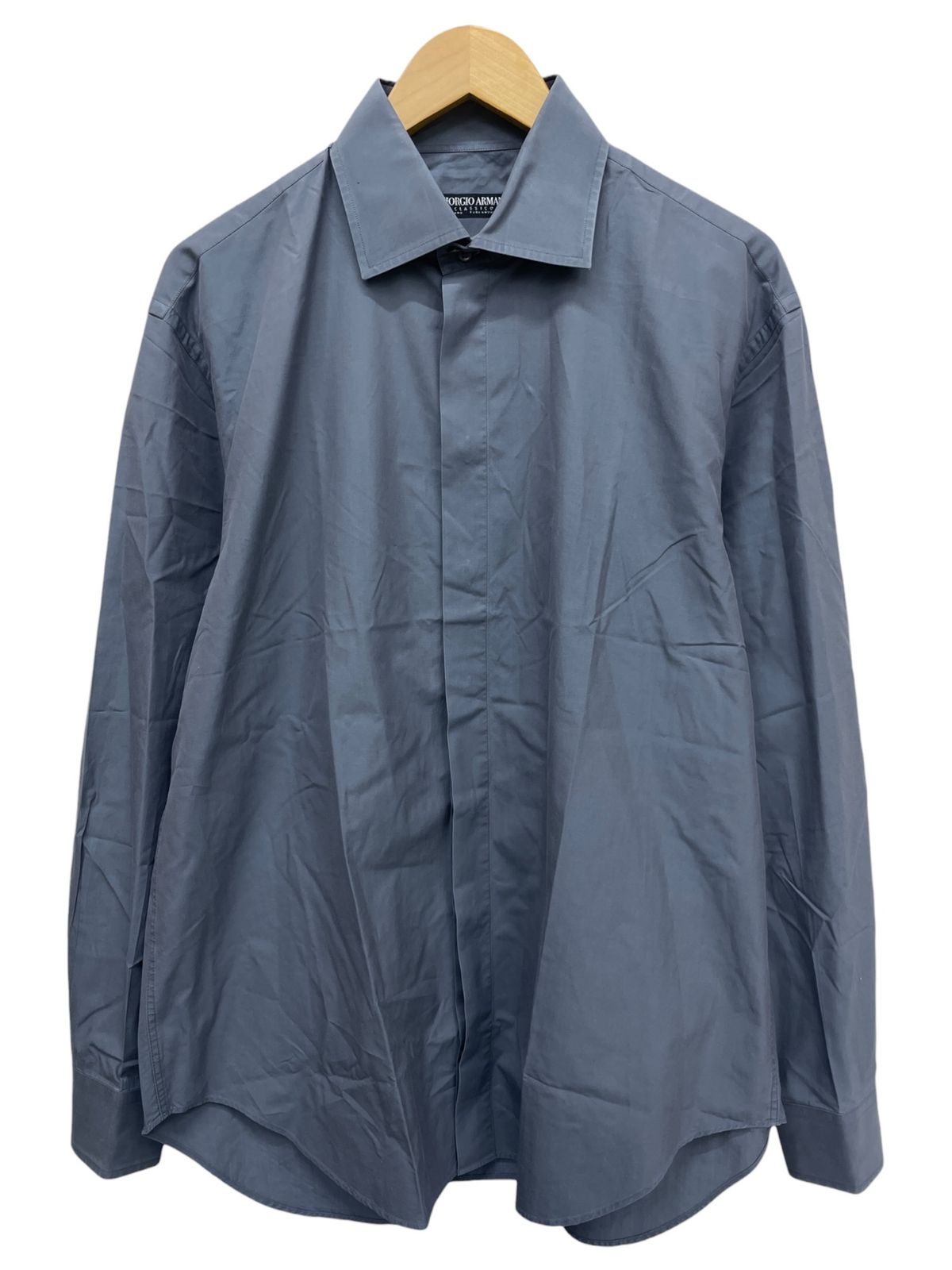 GIORGIO ARMANI (ジョルジオアルマーニ) CLASSICO イタリア製 無地 長袖 カッターシャツ ドレスシャツ 42 グレー メンズ/028