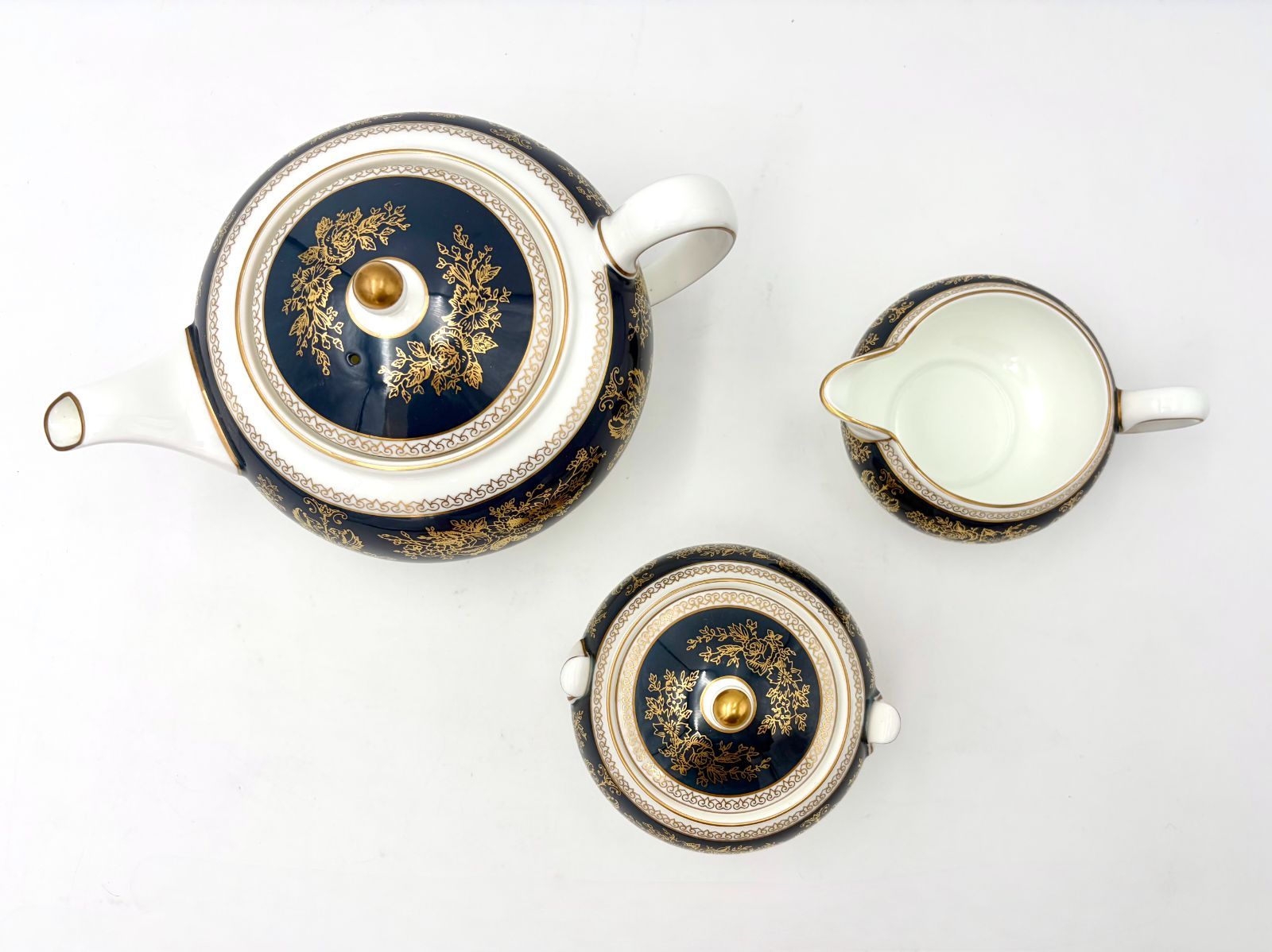 WEDGWOOD ウェッジウッド コロンビア ブルー&ゴールド ティーポット 