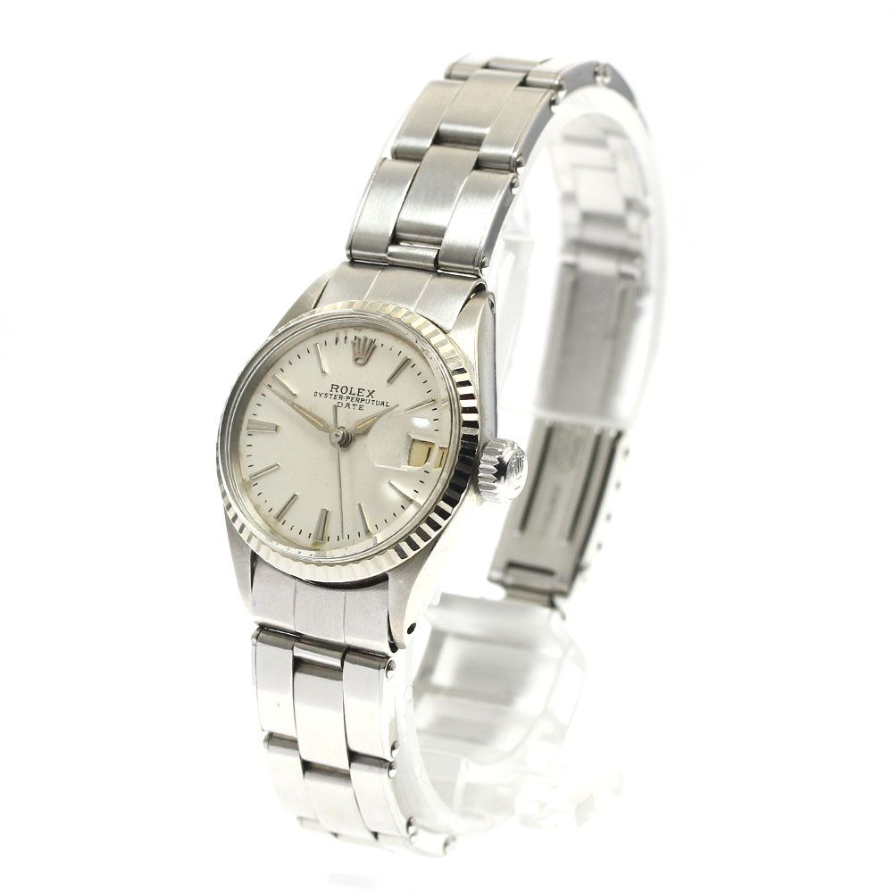 ロレックス ROLEX 6517 オイスターパーペチュアル デイト Cal.1130 リダンダイヤル WGベゼル 自動巻き レディース _861735【ev20】 ロレックス ROLEX 6517 オイスターパーペチュアル デイト Cal.1130
