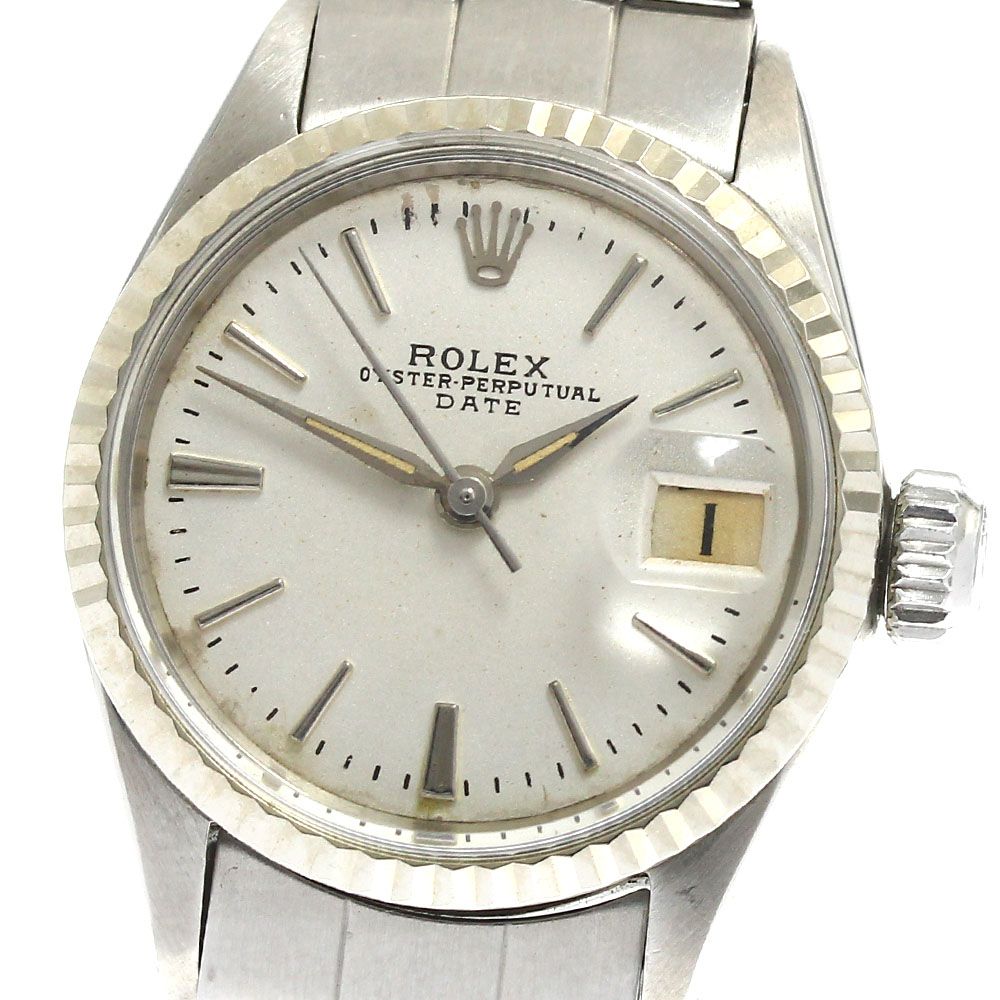 ロレックス ROLEX 6517 オイスターパーペチュアル デイト Cal.1130 リダンダイヤル WGベゼル 自動巻き レディース _861735【ev20】 ロレックス ROLEX 6517 オイスターパーペチュアル デイト Cal.1130