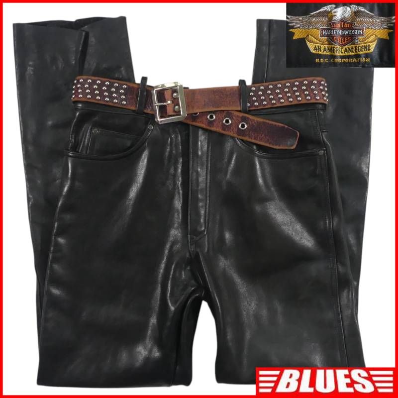 バイク HARLEY DAVIDSON ハーレーダビッドソンレザーパンツ W29 黒 