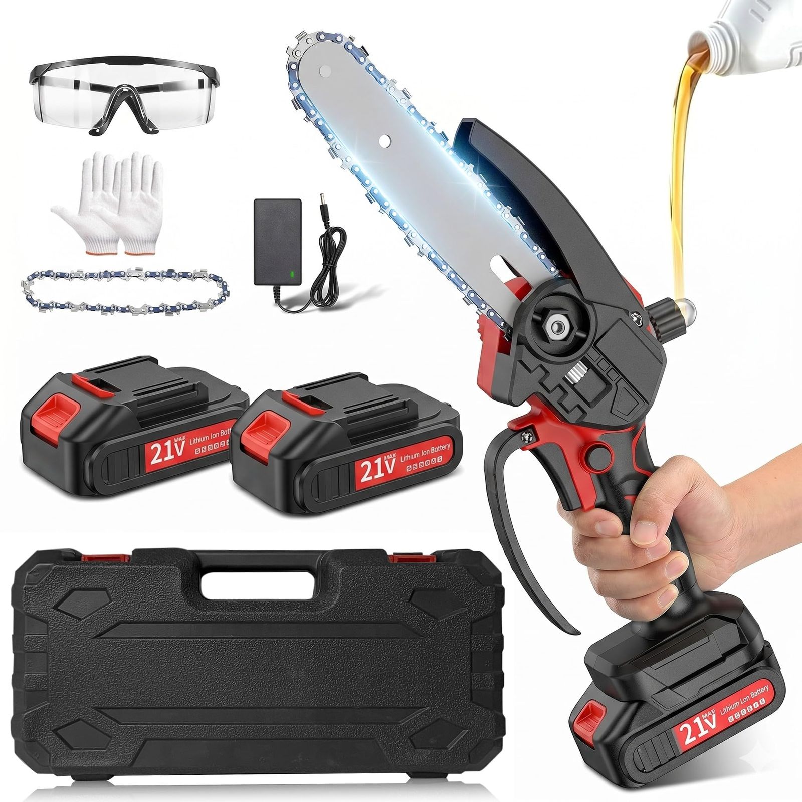 チェーンソー 充電式 21v 3.0Ahバッテリー2個 6インチ小型 自動給油 電動チェーンソー 充電式チ ェーンソー 家庭用 ミニチェー ンソー 片手 軽量 強力 交換用チェン一つ付き 片手操作 ハンディチェーンソ ー 木工切断 薪作り 園 ced1eeea