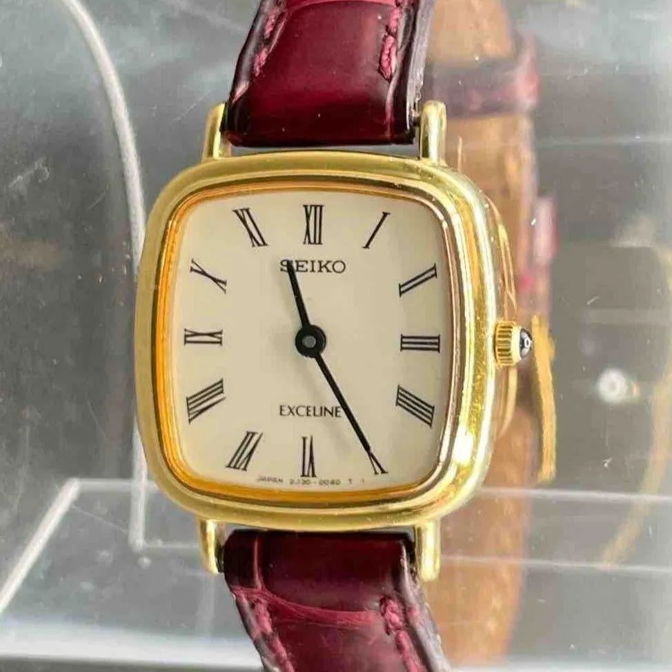 【稼働】【K18】SEIKO セイコー EXCELINE 腕時計 18金ケース 動作未確認】SEIKO EXCELINE 腕時計 K18 18KT 金無垢 2J30-5010