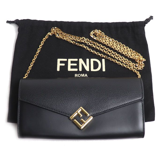 FENDI フェンディ FF ダイヤモンド チェーンウォレット 長財布