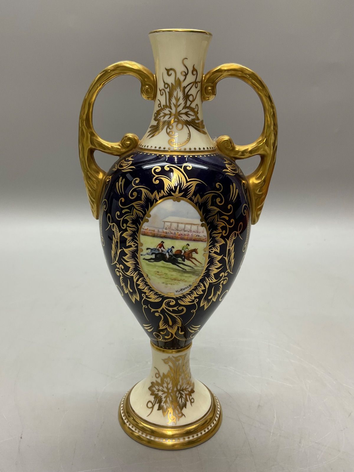 M165 COAL PORT コールポート M.Harne マルコム・ハーネット サイン入り イギリス 花瓶 花器 壷 高級 競馬