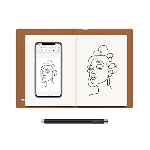 HUION NOTE アナログデジタルノート スマート手書きノート 紙に手書きしたメモを即デジタル化 ワイヤレスでスマホに連動 A5サイズ ラフ画制作 メモ書き 漫画 イラスト 授業 会議 ペンタブとして使用可能 【一台二役】ｍａ