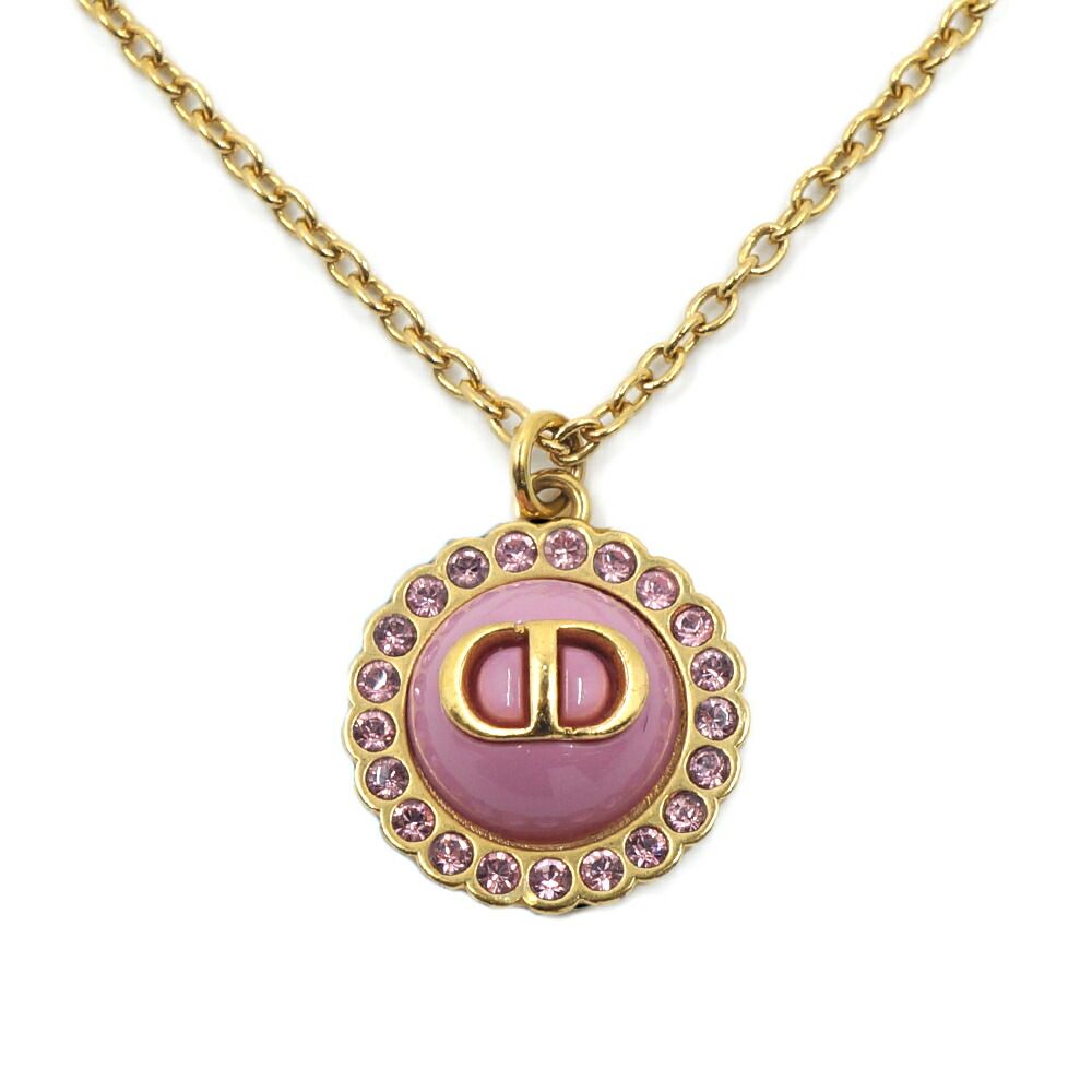 【栄】ディオール N2636WOMCY PETIT CD ネックレス ロゴ ピンク ゴールド金具 メタル 小物 アクセサリー 箱