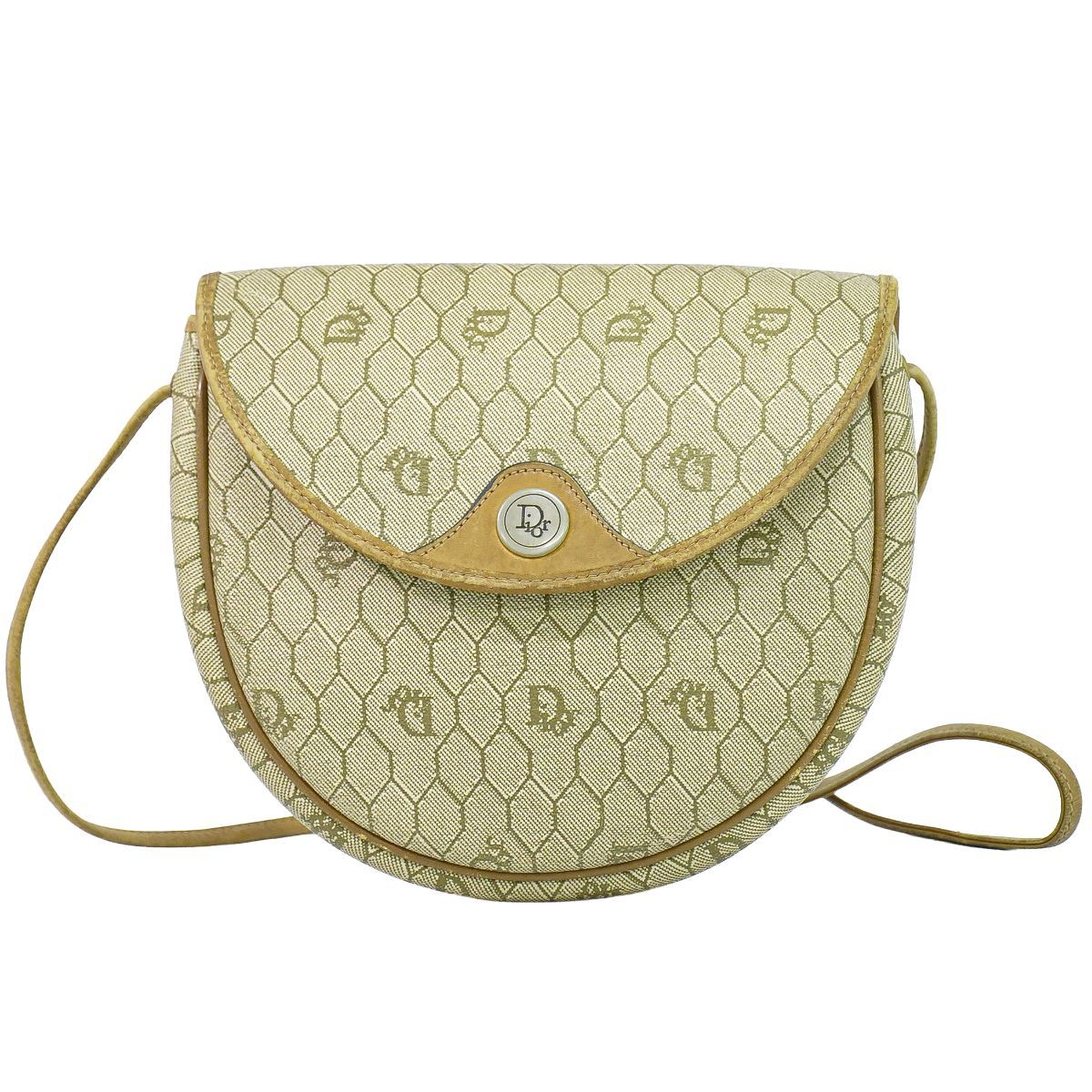 本物 クリスチャン ディオール Christian Dior ハニカム柄 ショルダーバッグ ポシェット PVC ベージュ バッグ 中古・
