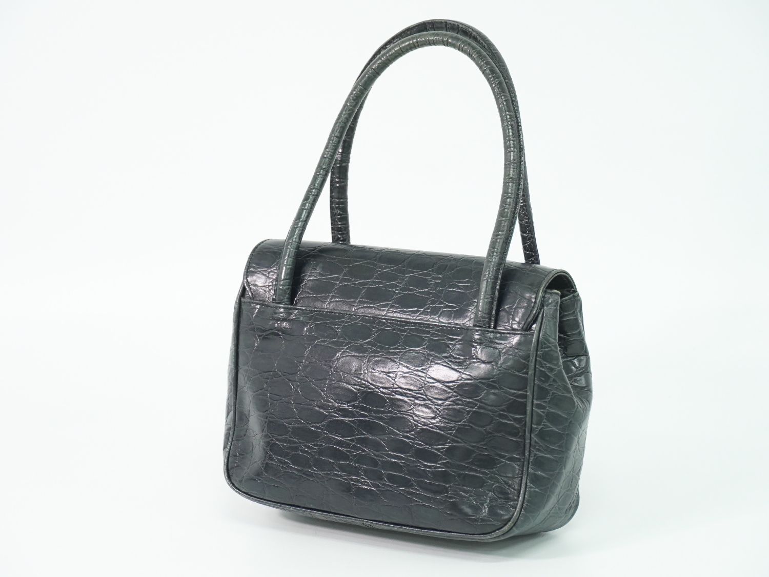 Ferragamo フェラガモ ヴァラ クロコ型押し レザー ハンドバッグ 極美 