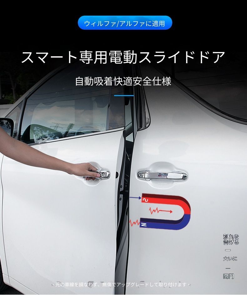 【送料無料】トヨタ アルファード ヴェルファイア 30系 40系 Toyota Alphard Vellfire 2015-2025 対応 ソフトクローズドア 電吸ドアキット オートドア吸引ユニット 左右共通仕様 ドア補助システム 左右セット仕様