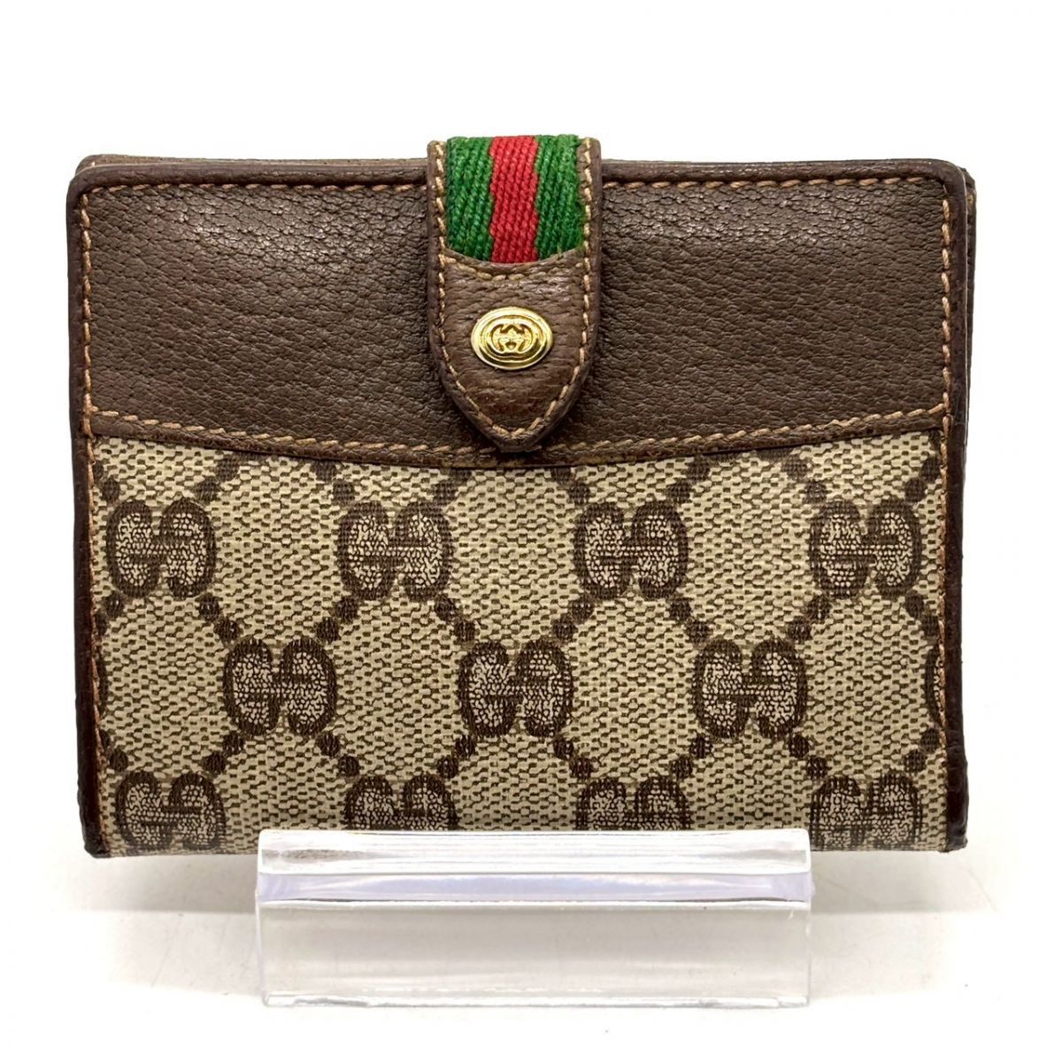静かに惹かれる】 GUCCI 二つ折り財布 GGスプリーム シェリーライン