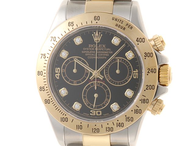 ROLEX ロレックス コスモグラフ デイトナ 116523G 腕時計 K18イエローゴールド/ステンレススチール 8Pダイヤモンドブラック文字盤 自動巻き メンズ【中古】【472】SJ