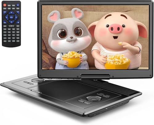 【新品】【14.1インチHD大画面】Yoton ポータブルDVDプレーヤー 16.9型 車載用 リージョンフリー CPRM対応 4~6時間連続再生 USB/SDカード対応 レジューム機能 AV入出力 TV同期再生 270°回転/180°反転 2729822e