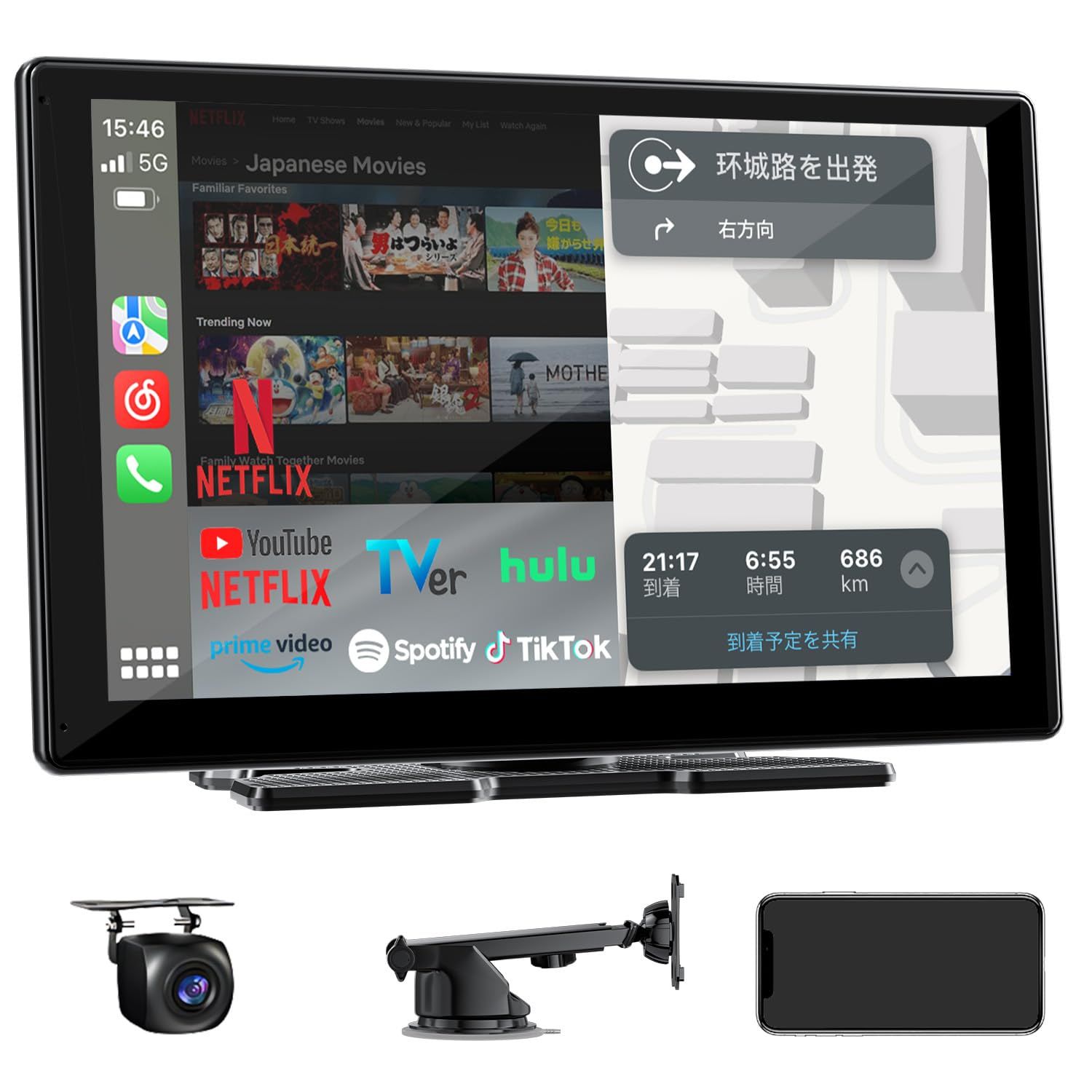 【新品】9インチディスプレイオーディオ （2GB RAM＋32GB ROM）YouTube/Netflix/TikTok等アプリに対応し、 1920×720高精細解像度、ワイヤレス接続に対応してCarPlay/アンドロイドナビと互換性がありま 4d7dc454｜詳細画像