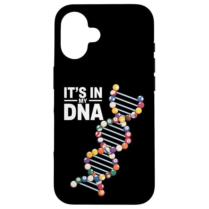 【新品】 Funny Its In My DNA 格言プールビリヤード スマホケース iPhone 16 用