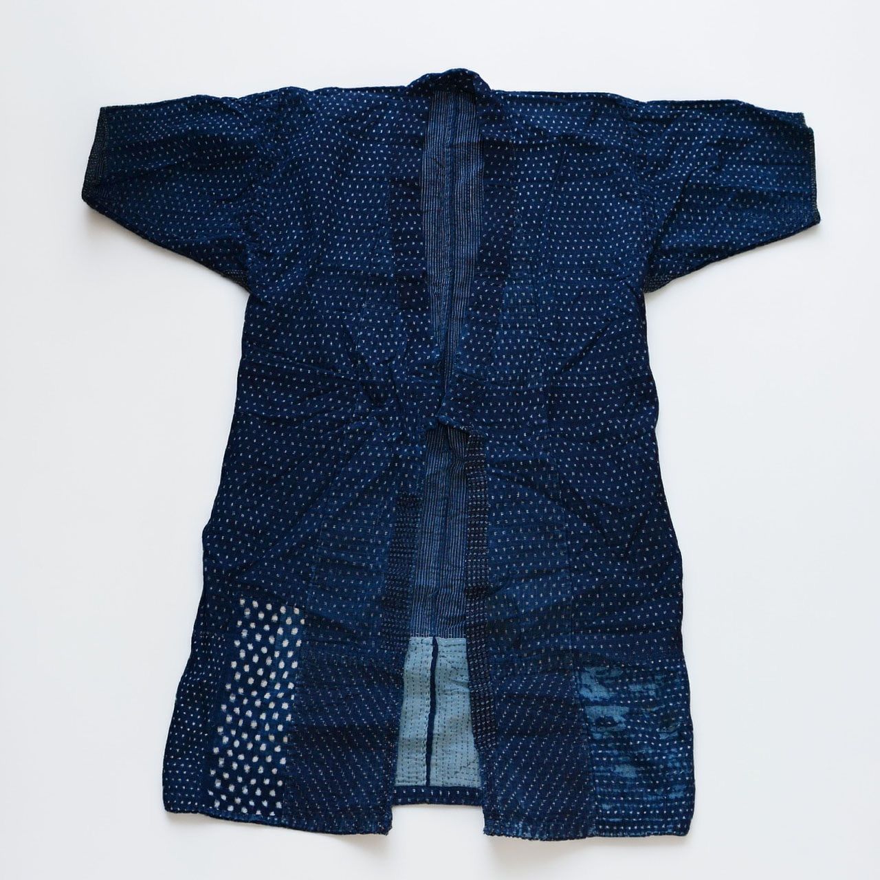 襤褸 野良着 刺し子｜藍染 絣×クレイジーパターン｜ミュージアム級｜木綿｜大正〜昭和初期 ジャパンヴィンテージ｜古布・リメイク素材