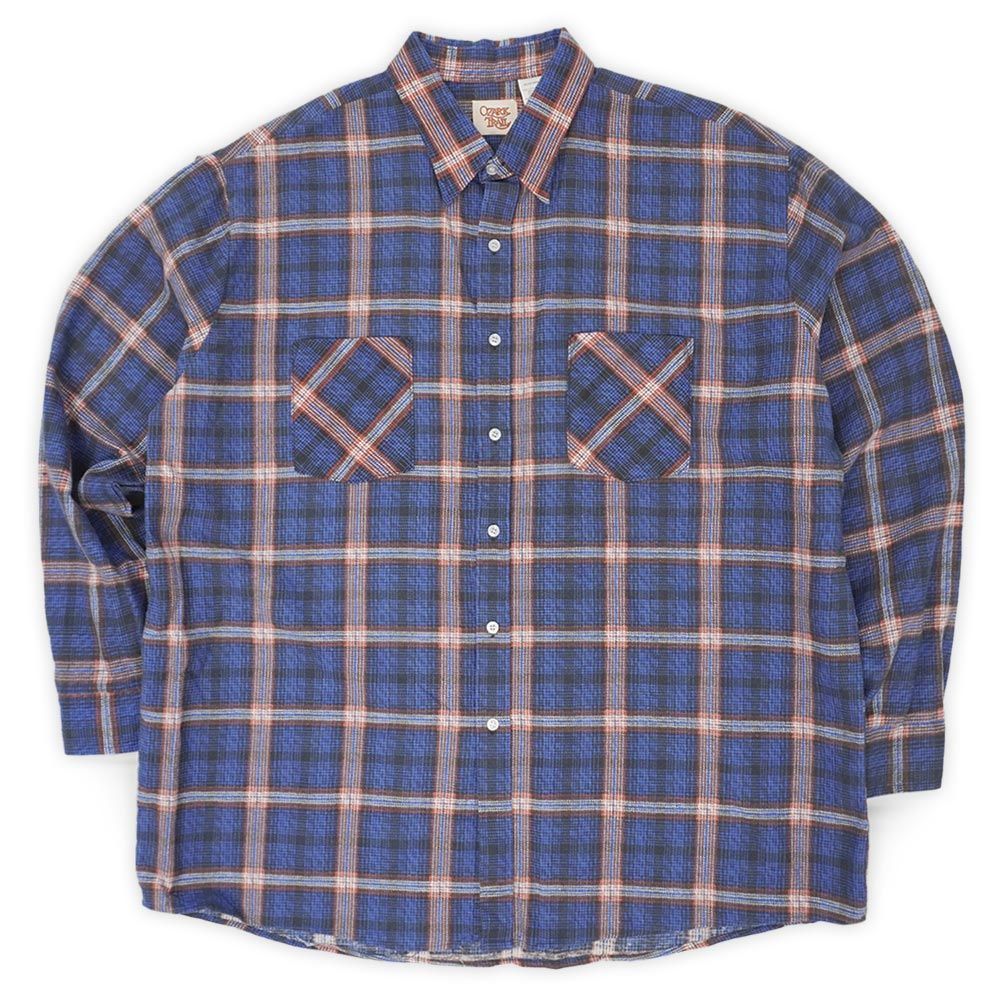 OZARK TRAIL 未使用 デッドストック 80s 80年代 プリントネルシャツ MADE IN USA アメリカ製 ビッグサイズ ヴィンテージ 古着 メンズ シャツ ブルー系 チェック柄 2XL【中古】