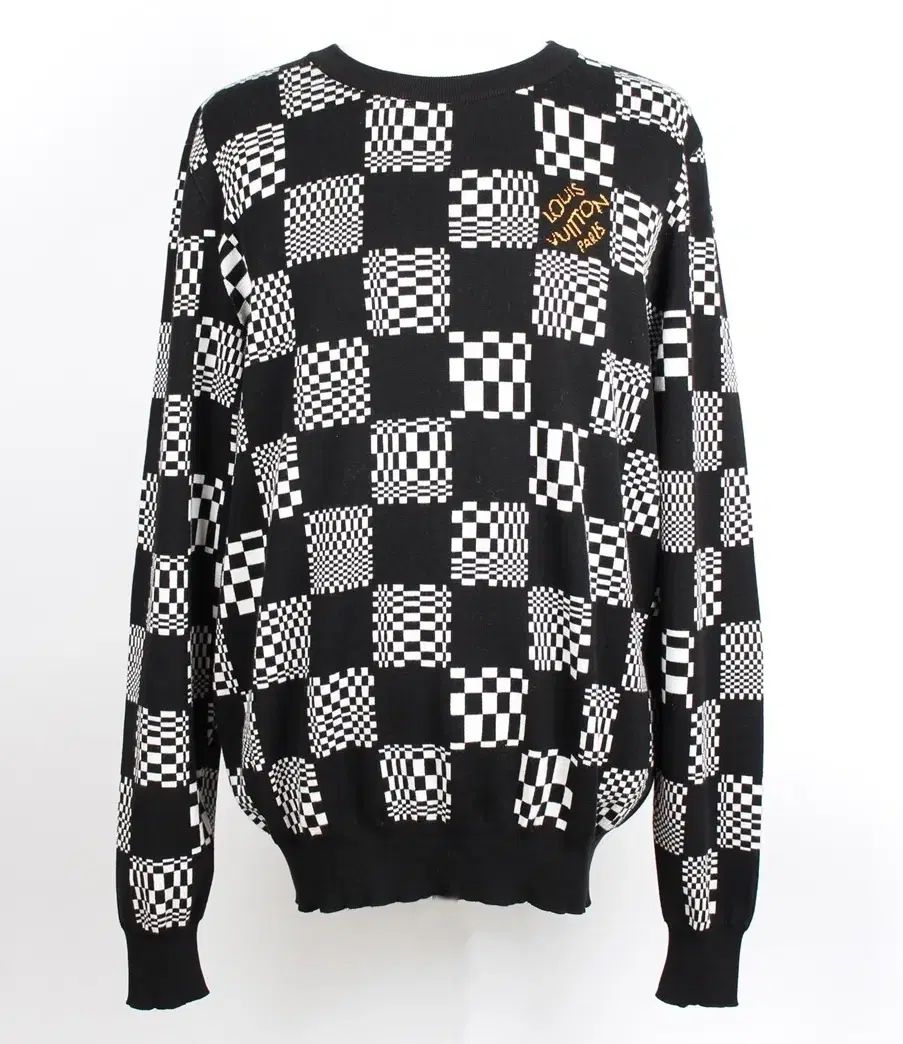 ルイヴィトン LV ディストーテッド ダミエ クルーネック ニット XL(105)