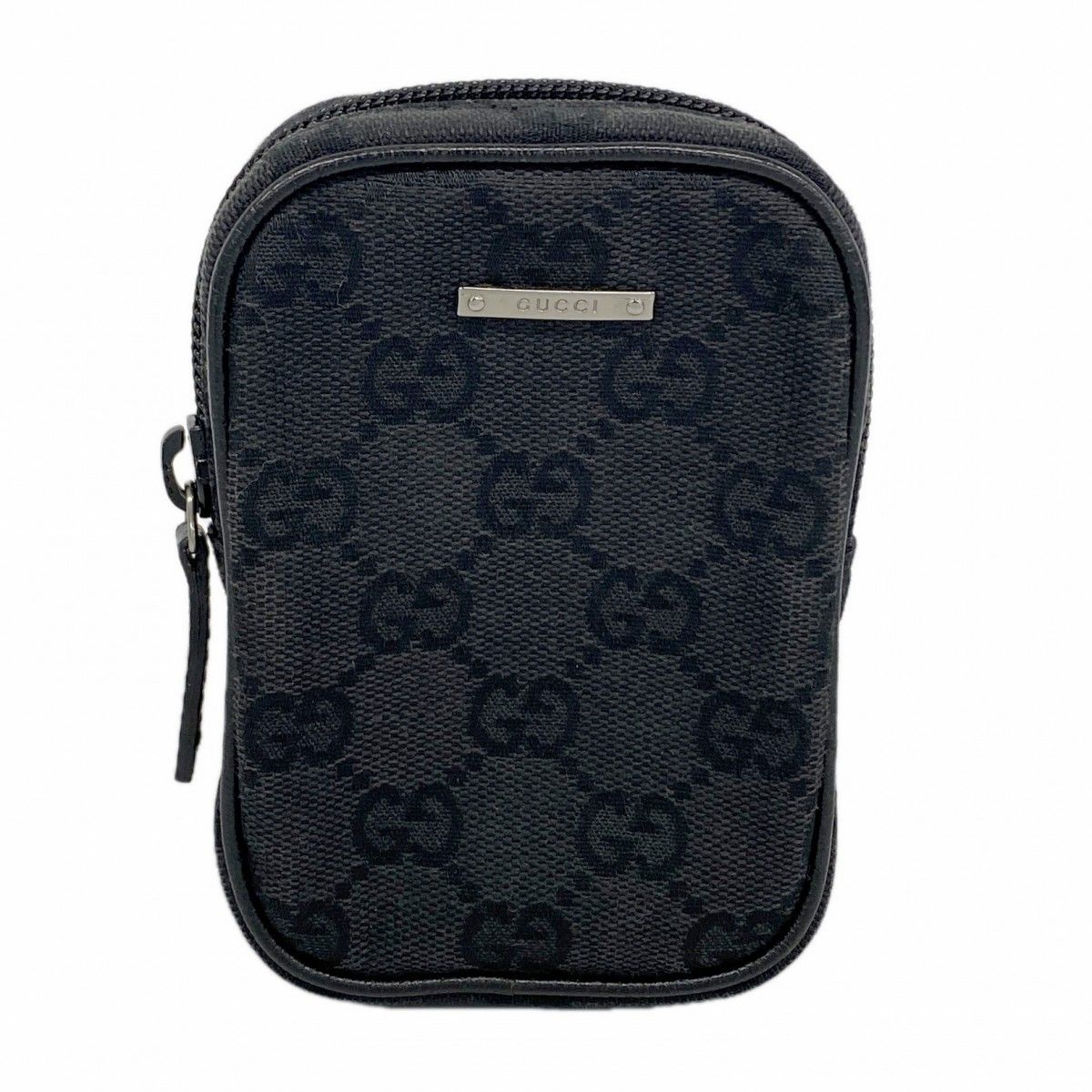 【6de6457】グッチ ポーチ GGキャンバス 115249 キャンバス ブラック シルバー金具【中古】メンズ レディース ユニセックス