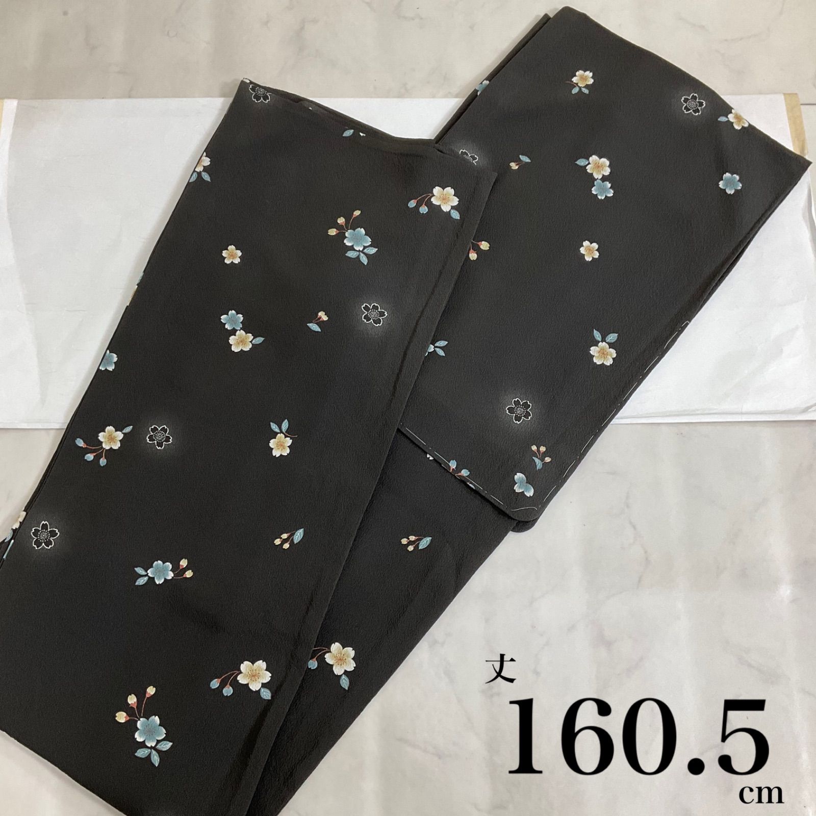 ◆kimono+one◆kimonoarisa◆単衣◆未使用同然◆柔らかいちりめん◆高級化繊◆小紋着物◆単衣◆広衿◆パールトーン◆仕付け糸付き◆ロング◆裄65.5肩丈160.5◆