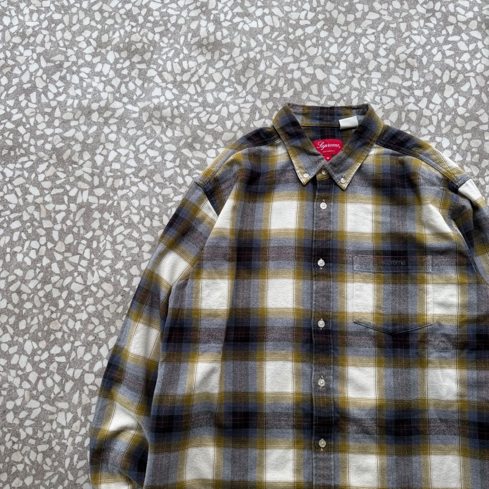 Supreme / plaid flannel shirt シュプリーム　フランネルシャツ　ワンポイント刺繍ロゴ　長袖　アメカジ　ストリート　シャドーチェック　オンブレ　sk8 通年