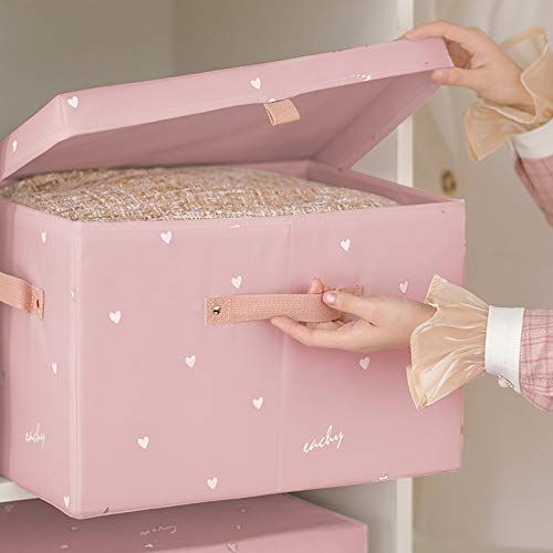 収納ケース 収納ボックス 衣類用 衣装ケース 大容量 不織布 ふた付き 取っ手付き 折りたたみ式 羽毛布団 活性炭 消臭 衣類収納 持ち運び コンパクト かわいい 桜ピンク Las 155536e3