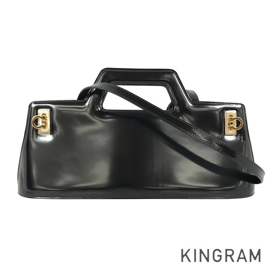 サルヴァトーレフェラガモ Salvatore Ferragamo ワンダ 213484 パテントレザー ハンドバッグ sst【中古】