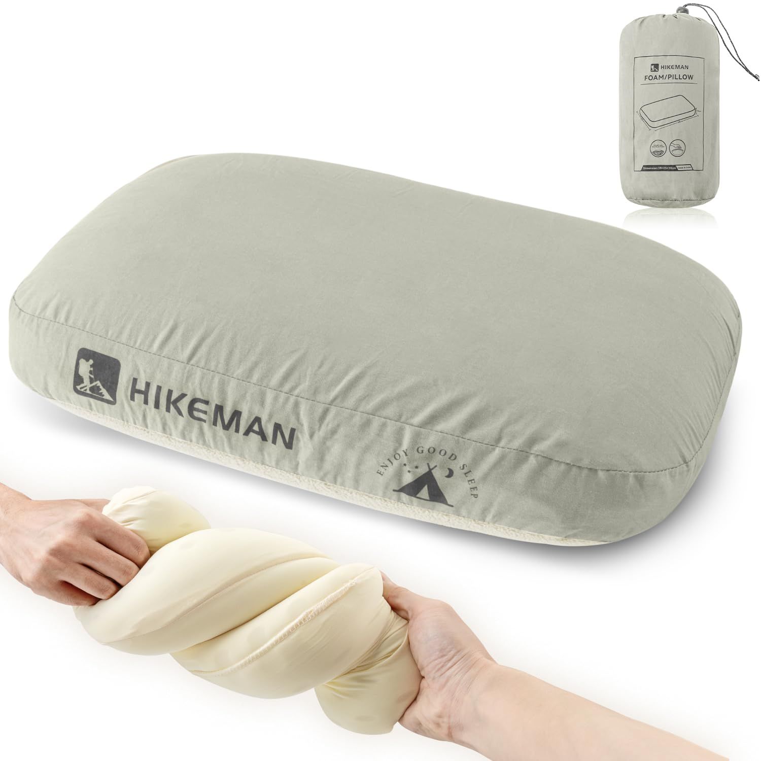 キャンプ 枕 キャンプ枕 携帯枕 最強 ウレタン コンパクト カバー洗える 通気性 オールシーズン使える 肌触りが良い 軽量 収納袋付き ピロー 旅行 アウトドア 登山 車中泊 防災 (グレー)as e1342b79