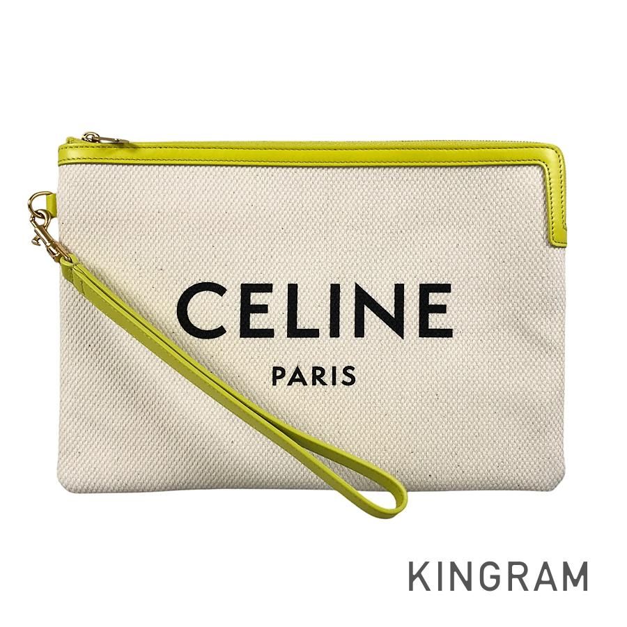 セリーヌ CELINE スモール ポーチ ウィズ ストラップ 10E632ECW.11AN キャンバス クラッチバッグ sst【中古】