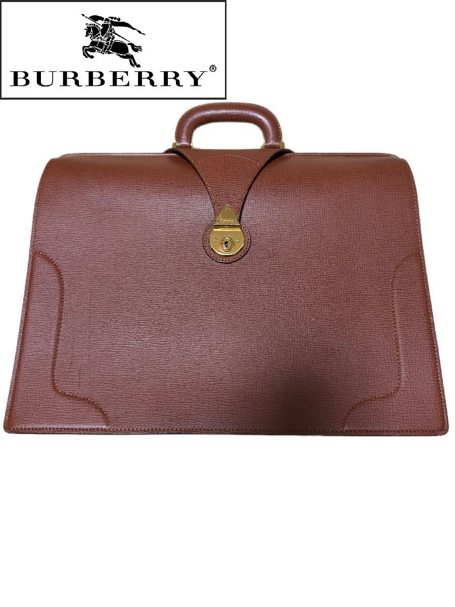 【M】BURBERRY バーバリー ドクターバッグ ハンドバッグ レザー ブラウン/mo-A-213-5899-17.9/上質なレザー/高級感/ゴールドカラー/ロック金具/クラシカル/洗練