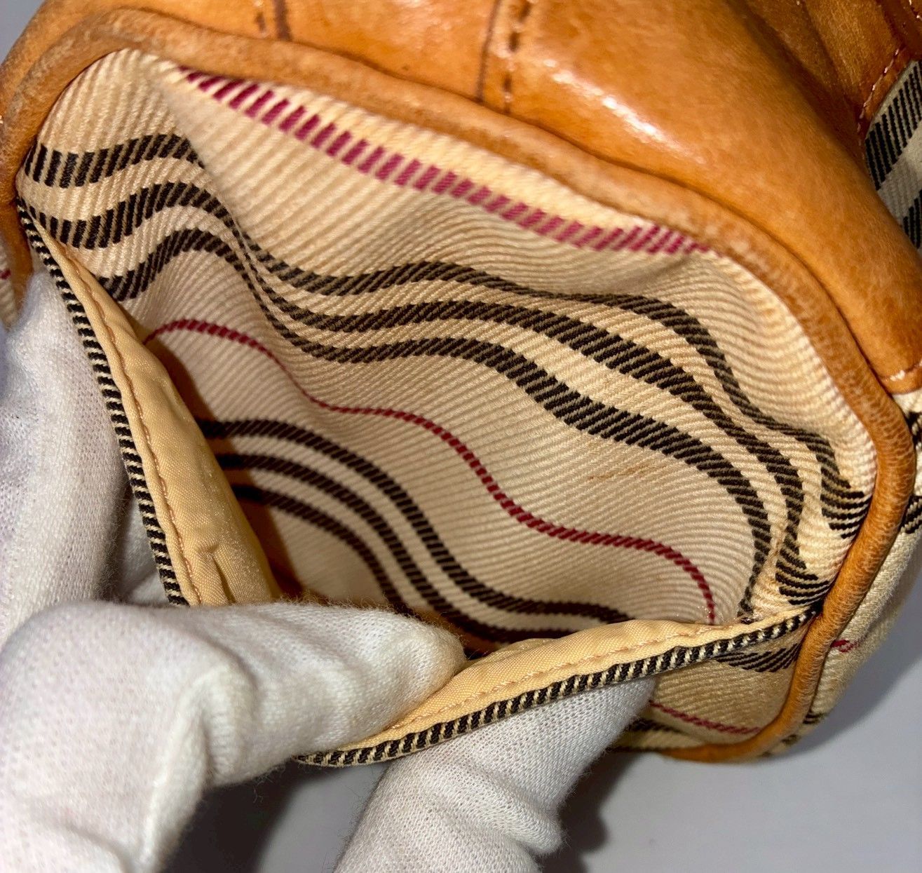 ⑤ BURBERRY バーバリー 筒型 肩掛け ハンドバッグ ボーダー 