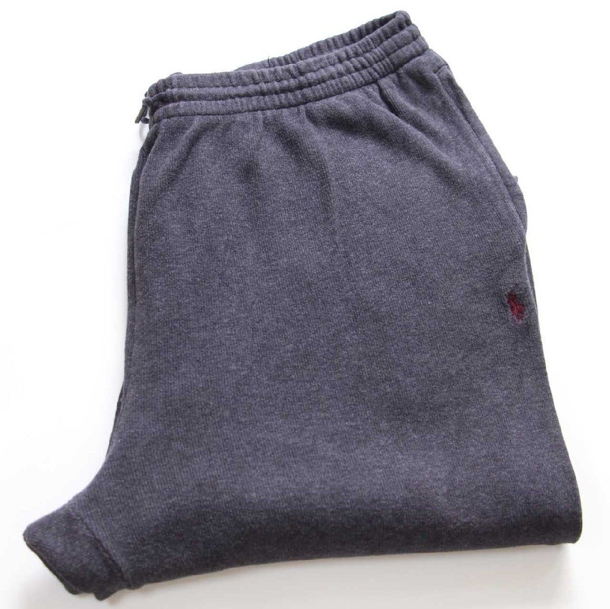 00s ポロ ラルフローレン ワンポイント コットン スウェットパンツ チャコールグレー★13 オールド ロゴ刺繍 イージー ビッグサイズ