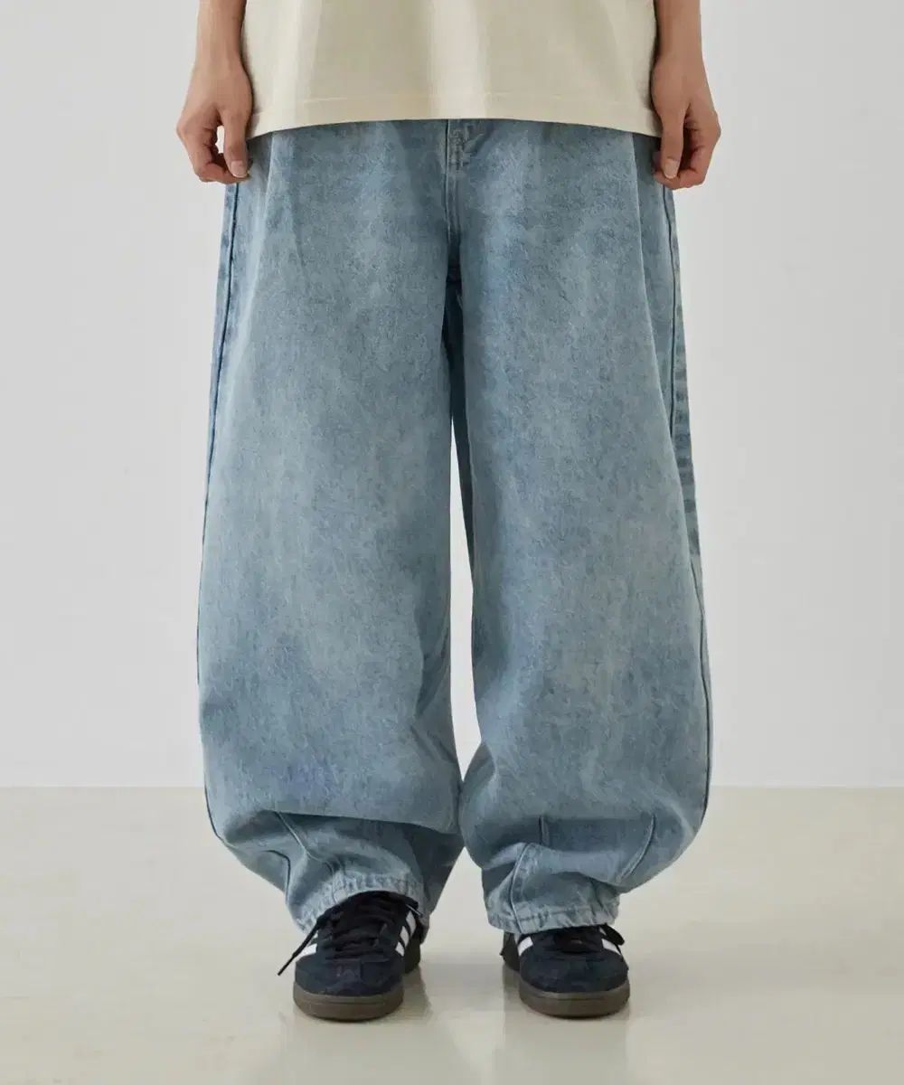 URBANSTOFF ウォッシュ ロング バルーン パンツ (ライト ブルー) L