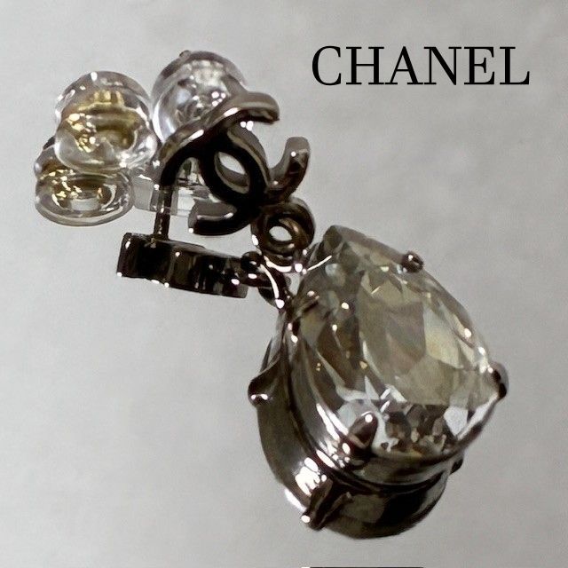 CHANEL シャネル ココマーク ティアドロップ シングルピアス シルバー 片耳用 　【ピアスキャッチ社外品】