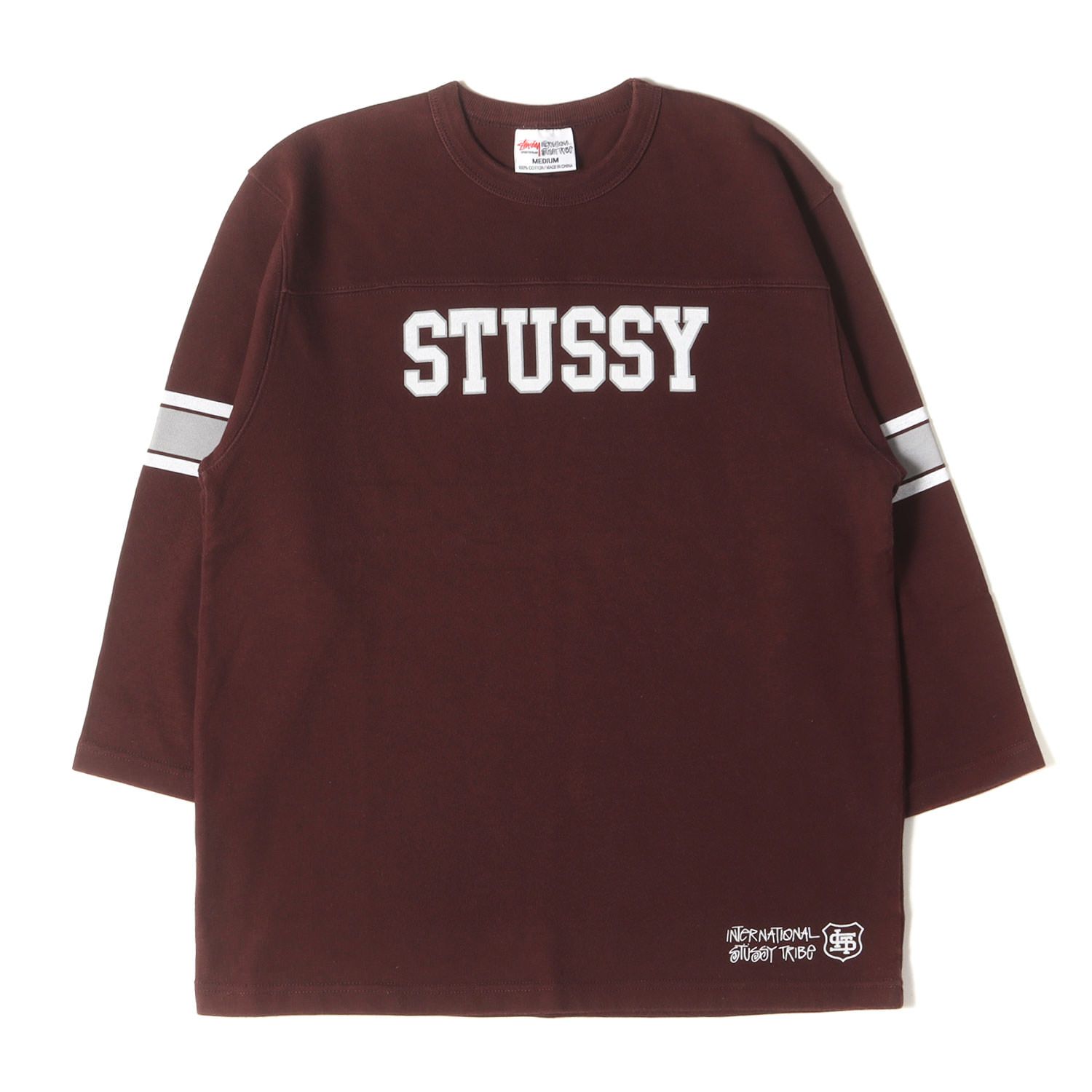 STUSSY ステューシー ロゴ フットボール カットソー ブラウンM