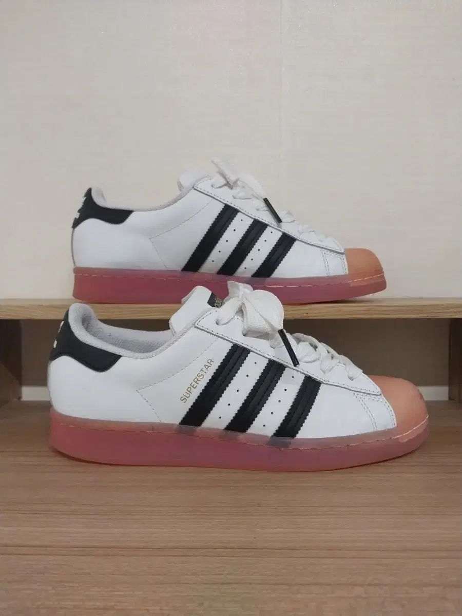 レディース adidas アディダス SUPERSTAR 白 ショック ピンク スニーカー (250)