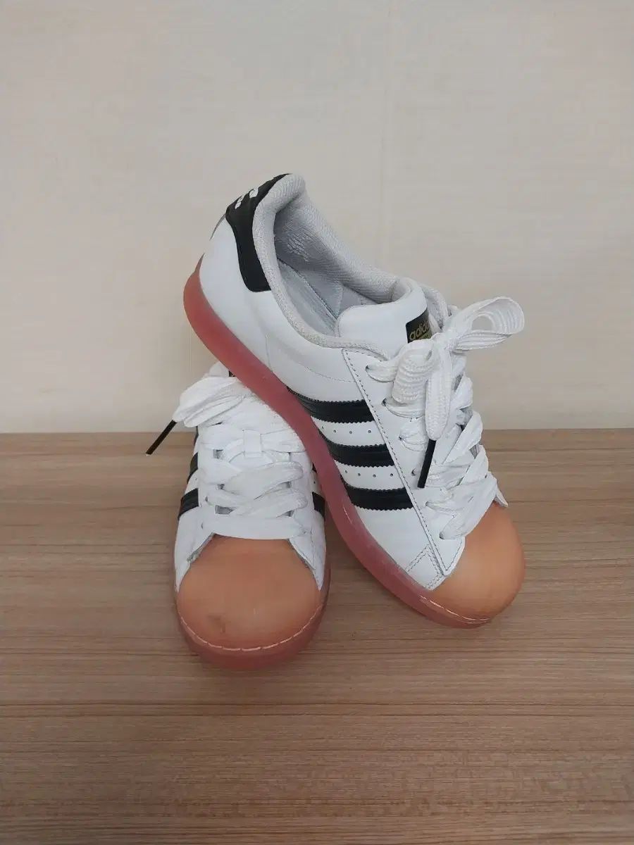 レディース adidas アディダス SUPERSTAR 白 ショック ピンク スニーカー (250)