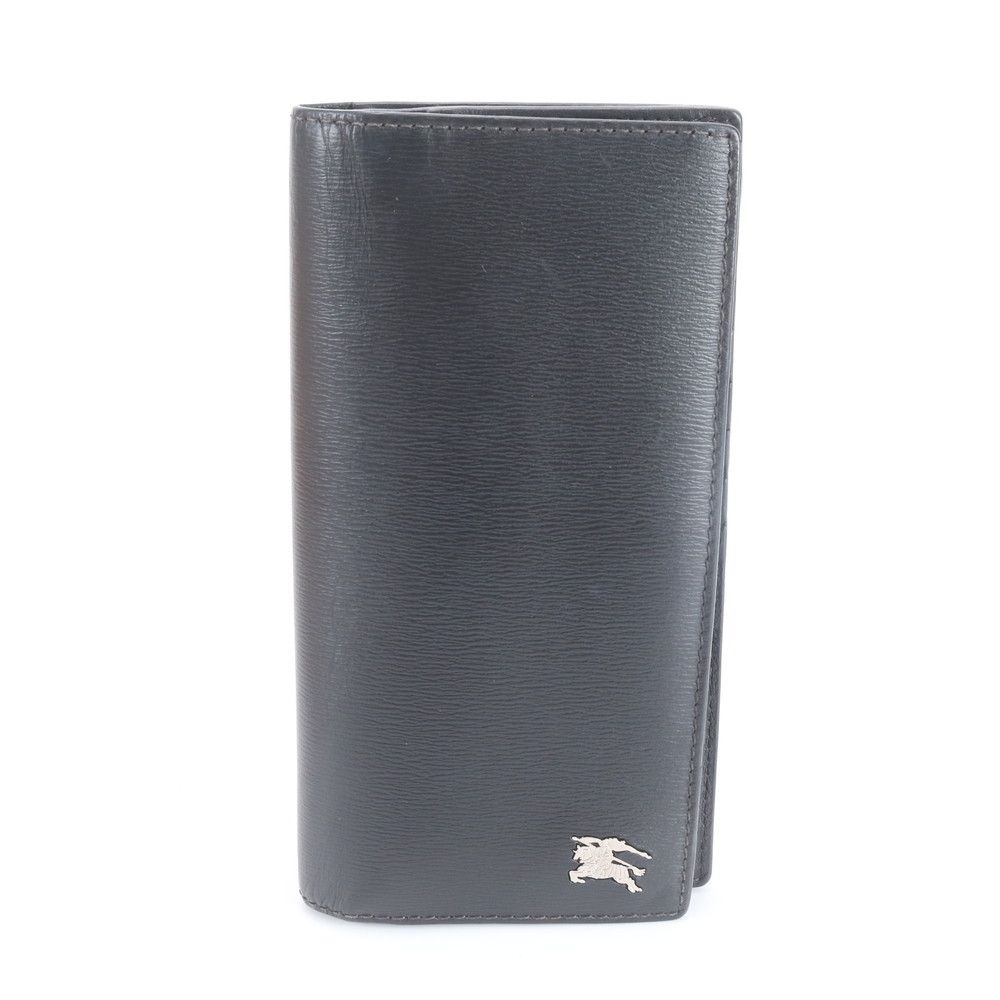美品 バーバリー レザー 長財布 二つ折り ウォレット ラウンドファスナー 本革 ブラック 黒 メンズ RBM DZ27-3【中古】
