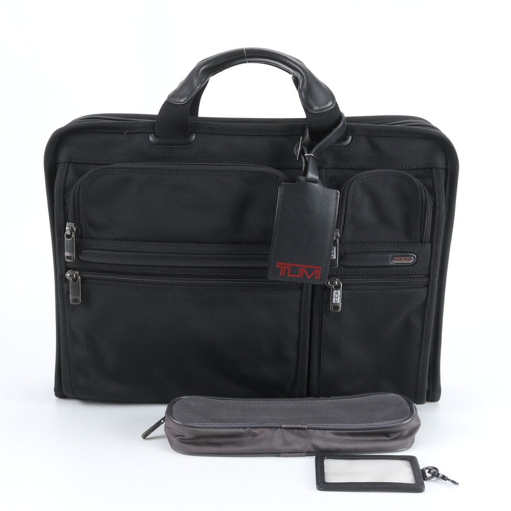 美品 TUMI トゥミ トレーサータグ付 26114D4 レザー ナイロン ビジネス バッグ 書類鞄 トート ブラック 黒 A4 メンズ RBM DZ24-1【中古】
